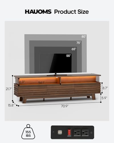 70.9” TV Stand for Living Room with Cable Management, Hidden Power Station - Image 2