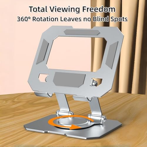 360° Rotatable Metal Tablet Stand, Adjustable Folding Desktop Stand for iPad/iPhone/Switch, Universal Use for Office/Movie/Studying/Drawing/Gaming, Black - Image 5