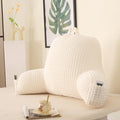 Reading Pillow with Arms for Bed Sitting,White Flannel | Large Supportive Backrest Helps Ease Neck,Shoulder & Arm Strain While Gaming Reading or Watching TV by PAJEO