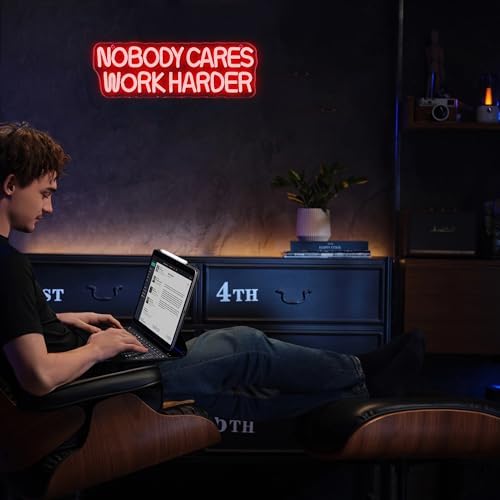 Allball Nobody Cares Work Harder Neon Sign, Motivational Neon Light USB Powered Lnspirational LED Neon Light Wall Art, for Office Study Room Or Gym Teen Bedroom Modern Decor(15.7 * 5.1 In) - Image 3