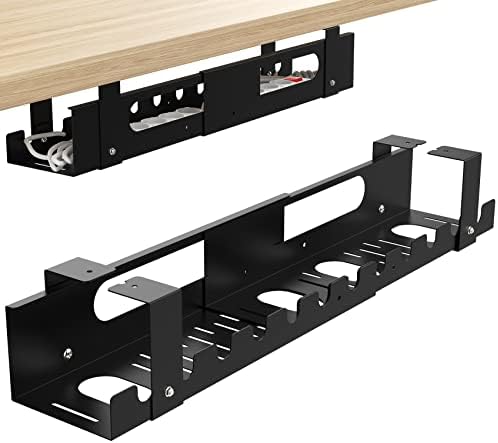 2PACKS Cable Management Under Desk Tray Adjustable Large Under Table Cord Wire Organizer for Standing Desk by GOME
