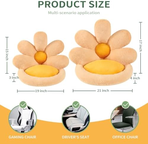 Ditucu Flower Shape Chair Pillow Cute Seat Cushion 19 inch Comfy Lazy Sofa Floor Pillows Dorm Seating for Bedroom Decor Orange - Image 3