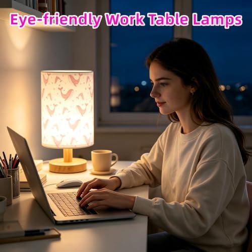 Whale Kids Table Lamp for Bedroom,Kids Bedside Lamps 3 Colors Dimmable Nightstand Night Light with Cartoon Flaxen Fabric Shade Desk Lamp for Girls Boys Room Nursery Ocean Decor,Birthday Kids Gift - Image 5