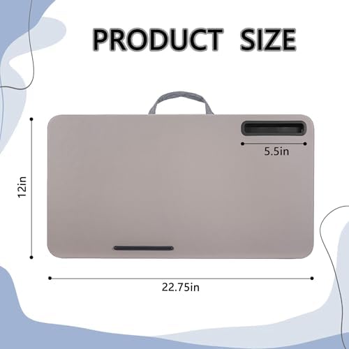 Portable Laptop Desk Fits Up to 16“ Laptops, with Tablet Slot, Built-in Cushion, Great for Home & Office,Lap Desk for Laptop,Lap Desk with Cushion (Gray, Large) - Image 2