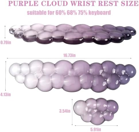 Gel Keyboard and Mouse Wrist Rest, Cloud Wrist Pad for Computer Keyboard | Grey Purple Wrist support for Keyboard 60%/68%/75%,Cloud Wrist Rest,Keyboard Cushion, Comfort & Support for Typing and Gaming - Image 2