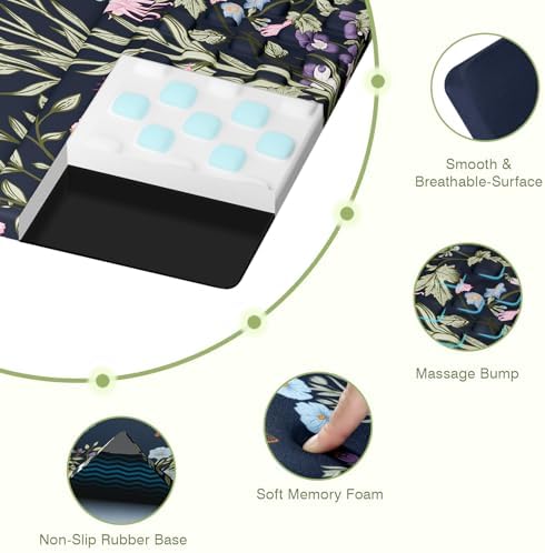 Ospelelf Keyboard Wrist Rest Stand Pad and Ergonomic Mouse Pad Set with Large Mousepad, Memory Foam Comfort, Premium Office Desk Accessories for Pain Relief, Moonlit Blossoms - Image 3