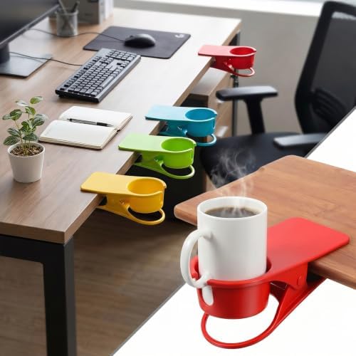 4Pcs Drinking Cup Holder Clip on Cup Holder Beach Plastic Drink Clamp for Secure Grip Adirondack Chair Desk Cups Holders for Water Beverage Coffee Mug 8.5 x 8.3 x 4.7 Inch - Image 3