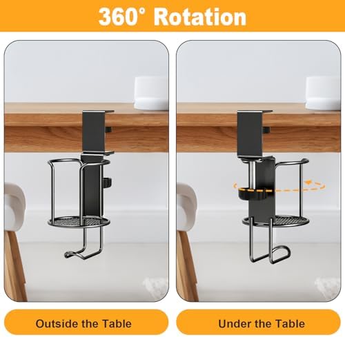 2-in-1 Clip-On Cup Holder & Headphone Hook - 360° Rotatable Anti-Spill Desk Organizer, Perfect for Gaming Tables, Office Desks, Lawn Chairs & Home Use (1 Pack) - Image 4