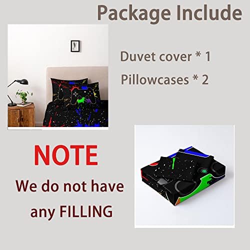Gaming Duvet Cover Set for Boys Kids Gamepad Comforter Cover with 2 Pillowcases Gamer Bed Set King Size… - Image 3