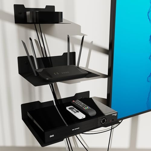 Floating Metal Wall Mount Shelf,Shelf for Projector,TV Cable Box,Router,Speaker,Sound Bar,Camera,Gaming,Decor Display (1, Medium) - Image 7
