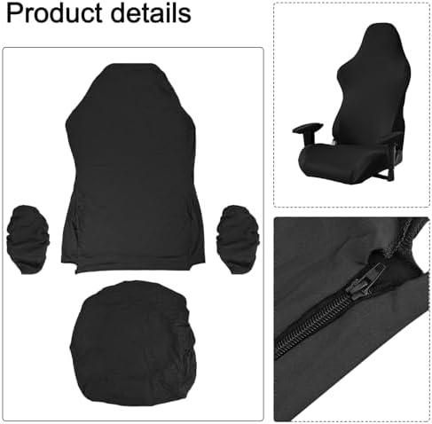Stretch Gaming Chair Cover, Soft and Comfortable, Dust Protection, Modern Design, for Office Computer Racing Seat(Black) - Image 2