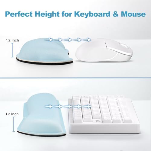 Gimars Upgrade Enlarge Gel Memory Foam Set Keyboard Wrist Rest Pad, Mouse Wrist Cushion Support for Office, Computer, Laptop, Mac, Comfortable, Lightweight for Easy Typing Pain Relief,Sky Blue - Image 6