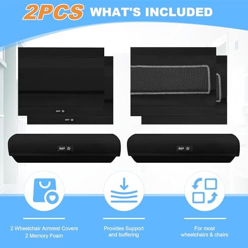 SPRING SEAON Wheelchair Accessories Armrest Covers, Memory Foam Pads, Pair | Short Plush Surface, Non-slip Bottom, Washable Covers, Wide Hook-and-loop Straps, For Transport, Office, And Gaming Chairs - Image 5