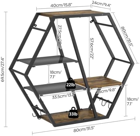 MAHANCRIS Gaming Floating Shelf with LED Lights and 4 Hooks - Image 2