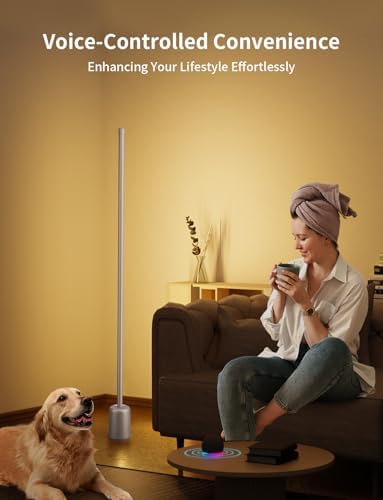 Ailofy Corner Floor Lamp, 1500lm RGBW Corner Lamp Work with Alexa & Google Assistant, 16 Million DIY Colors, Sync with Music, App Control, Modern LED Floor Lamp for Living Room & Bedroom, Silver Grey - Image 6