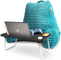 Nestl Teal Reading Pillow with Bed Desk for Laptop and Writing, Luxe Cut Plush Back Pillow for Sitting Up, Back and Arms Adjustable Support for Adult and Teens, Foldable Lap Desk for Bed 22x14” by Nestl