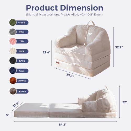 MAXYOYO Folding Sofa Bed with Backrest, Boneless Fold Out Couch with Handle - Image 2