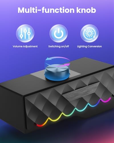PC Speakers - 2 in 1 Detachable Computer Speakers with LED for Dynamic and Cool Gaming - Gaming Speakers with USB Cable for Desktop PC, Monitor, Laptop, Gaming Equipment - Image 4