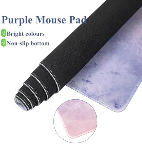 Gaming Desk Mat with Keyboard Wrist Rest Set, 4 in 1 Mouse Pad Set | Purple Large Mouse Pad& Cloud Keyboard Wrist Rest& Mouse Wrist Rest&Coaster, Comfort and Support for Typing and Gaming - Image 4