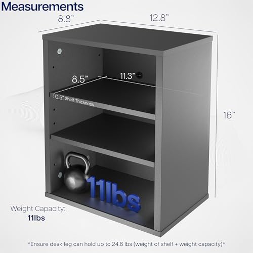 VIVO Black Clamp-on Desk Leg Shelving Unit, Storage Shelves, DESK-SHELF3CL - Image 2