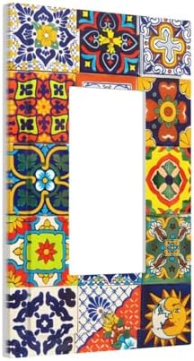 Decorative Outlet Covers Vintage Traditional Colorful Mexican Talavera Tiles Style 1 Gang Rocker Light Switch Covers Single Gfci Wall Plate Electrical Receptacle Switchplate Plug Faceplate - Image 2