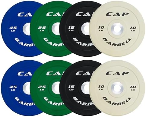 CAP 2-inch Olympic Bumper Plate Weight Set | 100-370 lbs | Multiple Colors | Storage Rack Optional by CAP