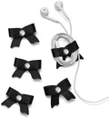 SenseAGE 5 Pack Cord Organizer, Bow Cord Keeper, Cable Organizer USB Holder, Leather Cable Management, Cable Straps, Earphone Winder, Storage Straps for Electronics, Earbuds, Small, Black by SenseAGE