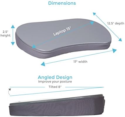 Sofia + Sam Mini Lap Desk with Memory Foam Cushion | Handle | Fits Laptops Up to 15" | Work from Home | Silver | Portable Travel Desk | Reading Writing and Coloring - Image 5