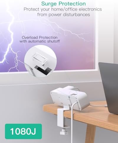 Mifaso PD40W USB C Desk Clamp Power Strip, 1080J Surge Protector - Image 7