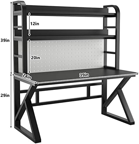 Pegboard Wall Organizer Panels.Home Office Computer Desk with Shelves & Pegboard, Easy Assembly Study Desk for Students, Modern Design, Space-Saving Workstation, Perfect for Gaming & Office - Image 2