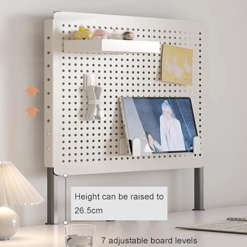Pegboard Wall Organizer Panels.Modular Dual Monitor Desk Pegboard with Privacy Panel - 80x40cm Yellow Accessories for Office & Gaming - Adjustable Standing Desk Organizer - Image 5