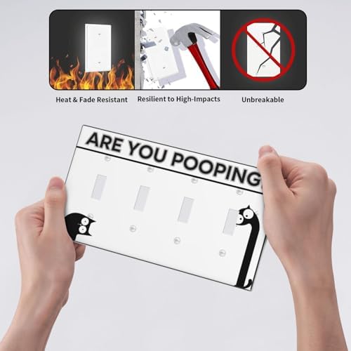 Decorative Switch Plate Covers Funny Bathroom Art with Are You Pooping 4 Gang Light Switch Cover Plate Quad Toggle Wall Plate 4 Hole Electrical Switchplatedimmer Faceplate for Country Decor - Image 6