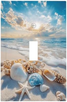 Decorative Light Switch Covers Beach Starfish Seashell Single Toggle Light Switch Cover Plate 1 Gang Outlet Covers Wall Plate Summer Sea Ocean Electrical Device Switchplate Dimmer Faceplate by JOOJIAO