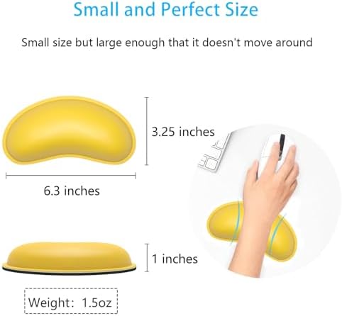 Dapesuom Mouse Wrist Rest, Ergonomic Memory Foam Mouse Wrist for Computer Desk Mats Support, PU Leather Hand Rest Pad Cushion for Gaming, Laptop, Men, Women, Pain Relief & Easy Typing, Apricot Yellow - Image 6