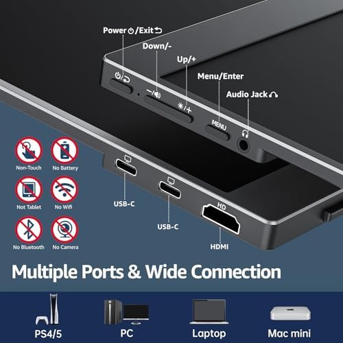 cocopar Portable Monitor 15.6 Inch 1080P FHD 60Hz 85% sRGB Travel Monitor with Speaker HDMI USB-C Second Screen for Laptop MacBook Surface PC Xbox PS4/5, VESA Mountable, with Cover Stand - Image 4