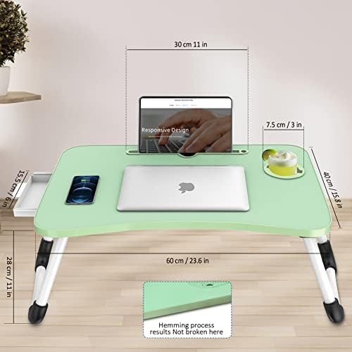 Fayquaze Portable Foldable Laptop Bed Desk with Storage Drawer and Cup Holder - Lap Desk Laptop Stand Tray Table for Eating, Reading and Working - Image 4