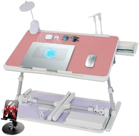 iXTRA Adjustable Laptop Lap Desk with Cooling Fan USB Light for Adults 60x40cm,Pink by IXTRA