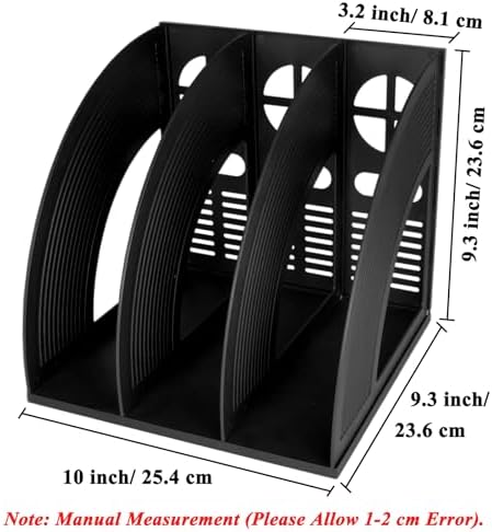 SAYEEC Magazine Holder Sturdy Binder Holder Desk File Sorter Plastic File Folder Organizer Stand Book Shelf Dividers Vertical Storage Rack Desktop Bookshelf Display Box for Office School Home (Black) - Image 2