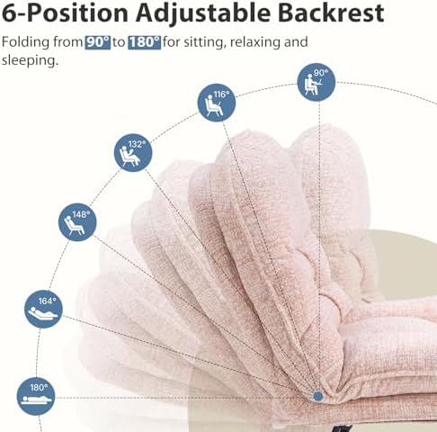 DUMOS Comfy Saucer Chair, Small Foldable Floor Chair, Fabric | Adjustable Back Support, Bedroom, Living Room, Dorm Gaming, Small Spaces Apartment, Adults, Dark Pink - Image 5