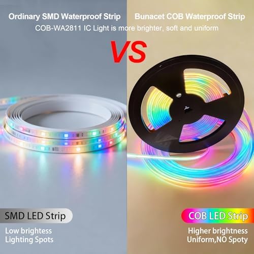 80ft COB RGB+IC LED Strip Lights, Bright Dream Color COB LED Light Strip - Image 4
