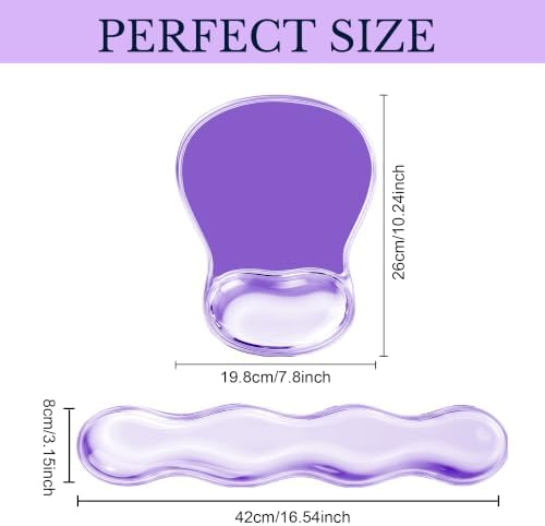 Keyboard Wrist Rest & Ergonomic Mouse Pad with Wrist Rest Set, Cute Transparent Gel Wrist Rest for Keyboard and Mouse, Soft Support for Pain Relief, Office, Gaming Desk Accessories（Purple） - Image 2