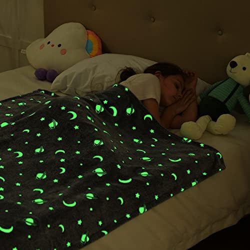 SOCHOW Glow in The Dark Galaxy Stars Throw Blanket 60 x 80 Inches, Grey - Image 4