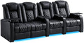 comfiroom Top-Grain Leather Home Theater Seating, Dual-Motor Power Recliner by comfiroom
