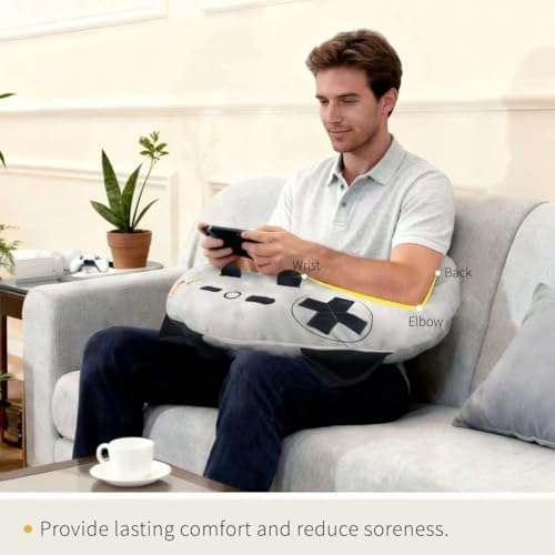 Gaming Pillow, Lap Desk Reading Pillow for Adults Teens, Arm Support Pillow for Sitting in Bed Sofa, Playing Steam Deck/Switch 2/Xbox/PS5, Gamer Gifts for Men Teenage Boy, Grey - Image 3