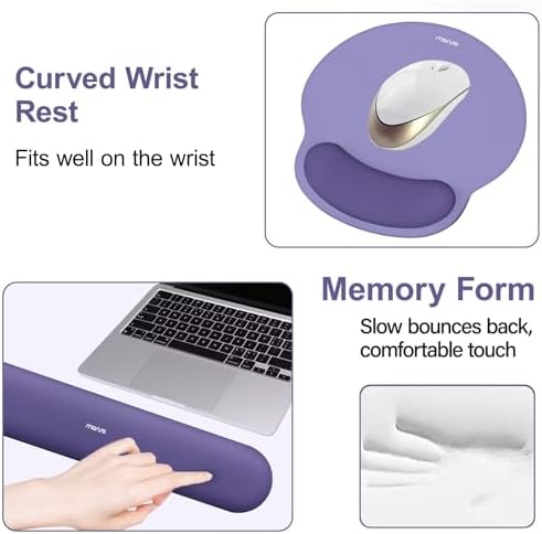 MOSISO Wrist Rest Support for Mouse Pad&Keyboard Set, Imperial Purple - Image 4