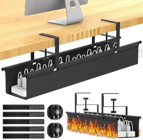 Large Under Desk Cable Management Tray, REFLYING 29.1" Cable Management Under Desk No Drill,Adjustable Clamp Cord Wire Organizer, Cord Hider for Standing Table, Wire Hider for Office,Home (Medium) by REFLYING