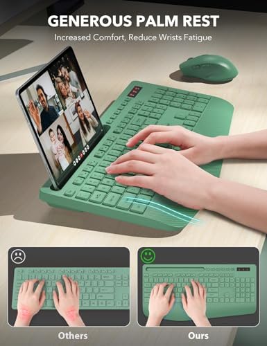 Wireless Keyboard and Mouse Combo - Full-Sized, Ergonomic Wrist Rest - Image 2