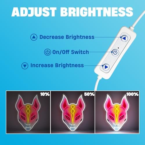 Gaming Neon Sign, Cyber Mask LED Wall Decor for Gamer Room, USB Powered Dimmable Neon Light for Esports Setup, Teen Bedroom, Man Cave, Streamer Background, Birthday Gift for Boys and Gamers - Image 5