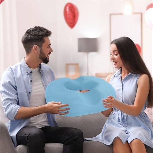 BlissTrends Donut Pillow Seat Cushion, Memory Foam Lifting Cushions | Donut Chair Cushions for Postpartum Pregnancy&Hemorrhoids,Tailbone Pain Relief, for Office&Home Chairs(XX-Large, Light Blue) - Image 7