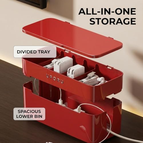 2-Tier Rolling Cable Management Box with Wheels (Large) – Mobile Power Strip Hider & Cord Organizer – Under Desk Wire Concealer & Charging Station Organizer – Baby & Pet Proof Safety (Matcha Green) - Image 2